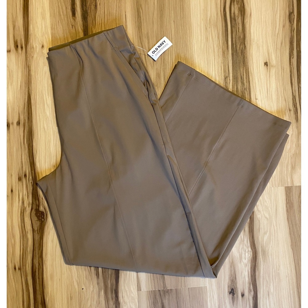 Old Navy PowerSoft City Wide Leg Pants Sediment Brown Go-Dry Large NWT